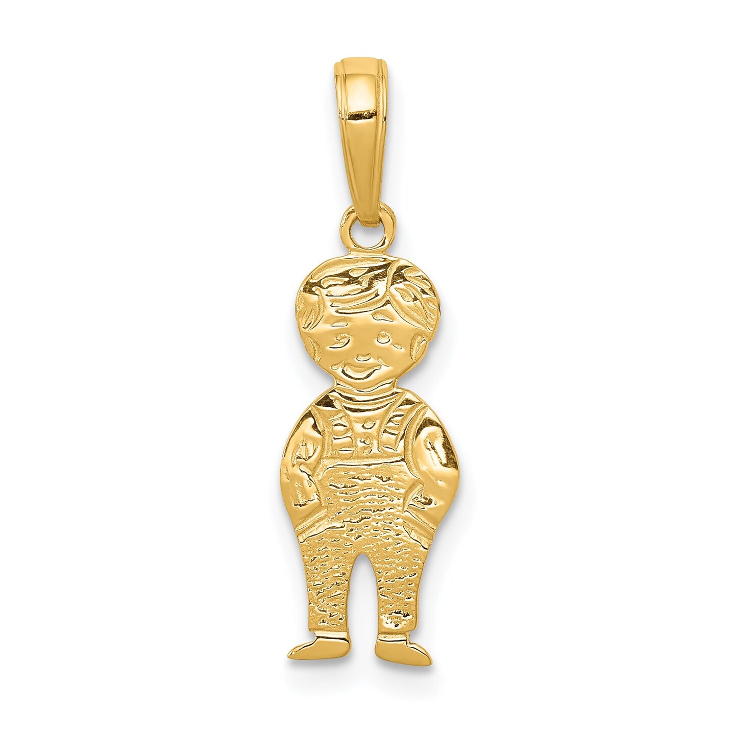 14K Gold Boy With Hands In Pocket Pendant Charm Jewelry 23 x 8 mm
