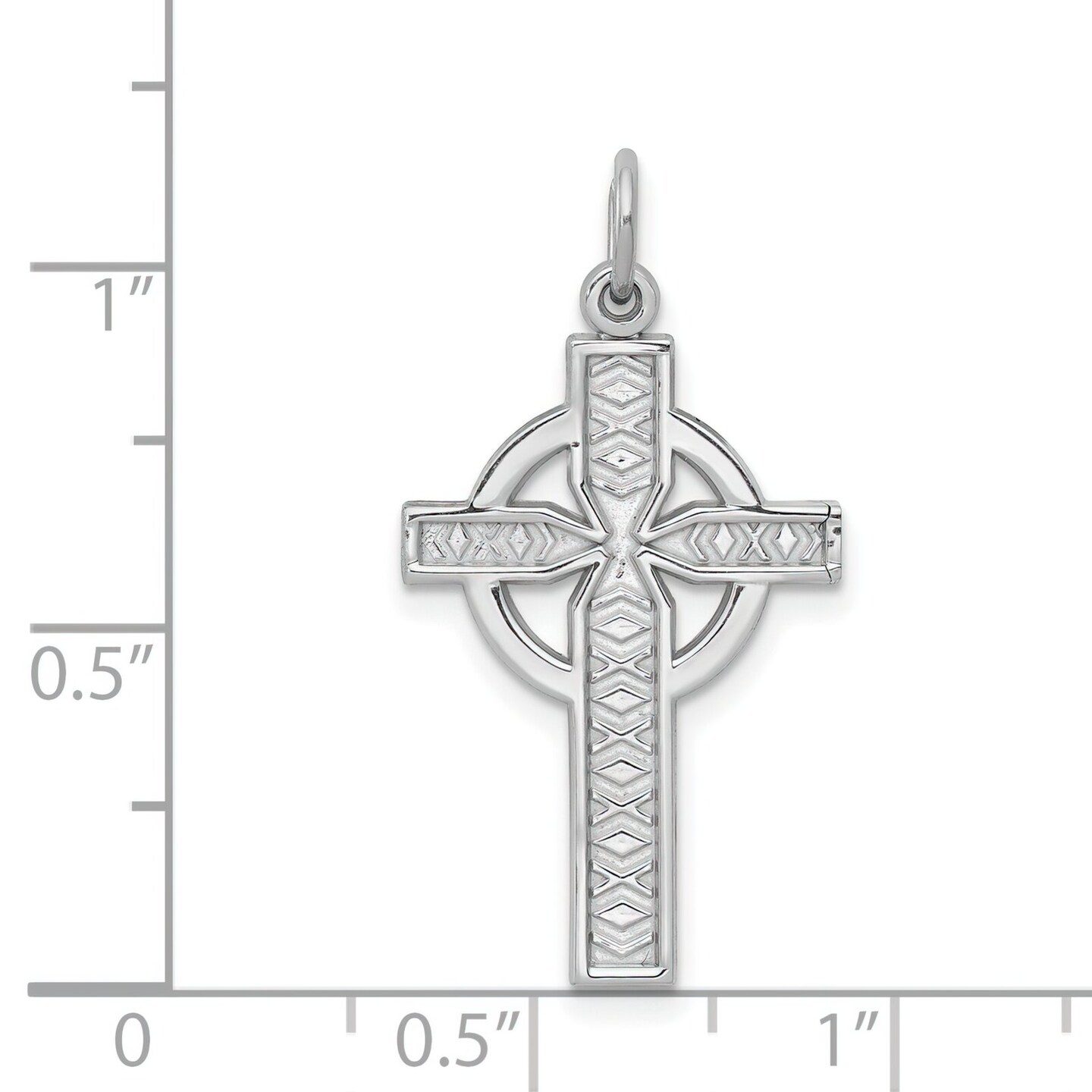 14K White Gold Celtic Cross Charm Pendant Religious Jewerly 31mm x 16mm