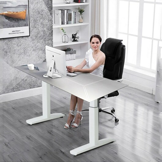 Electric Standing Computer Desk Frame with Adjustable Height and 4 Adjustable Foot Levelers