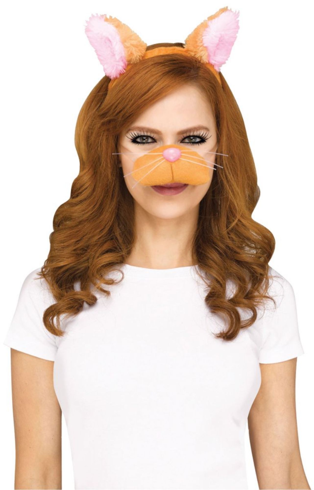 The Costume Center Brown and Pink Kitty Women Adult Halloween Headband and Nose Costume Accessory - One Size
