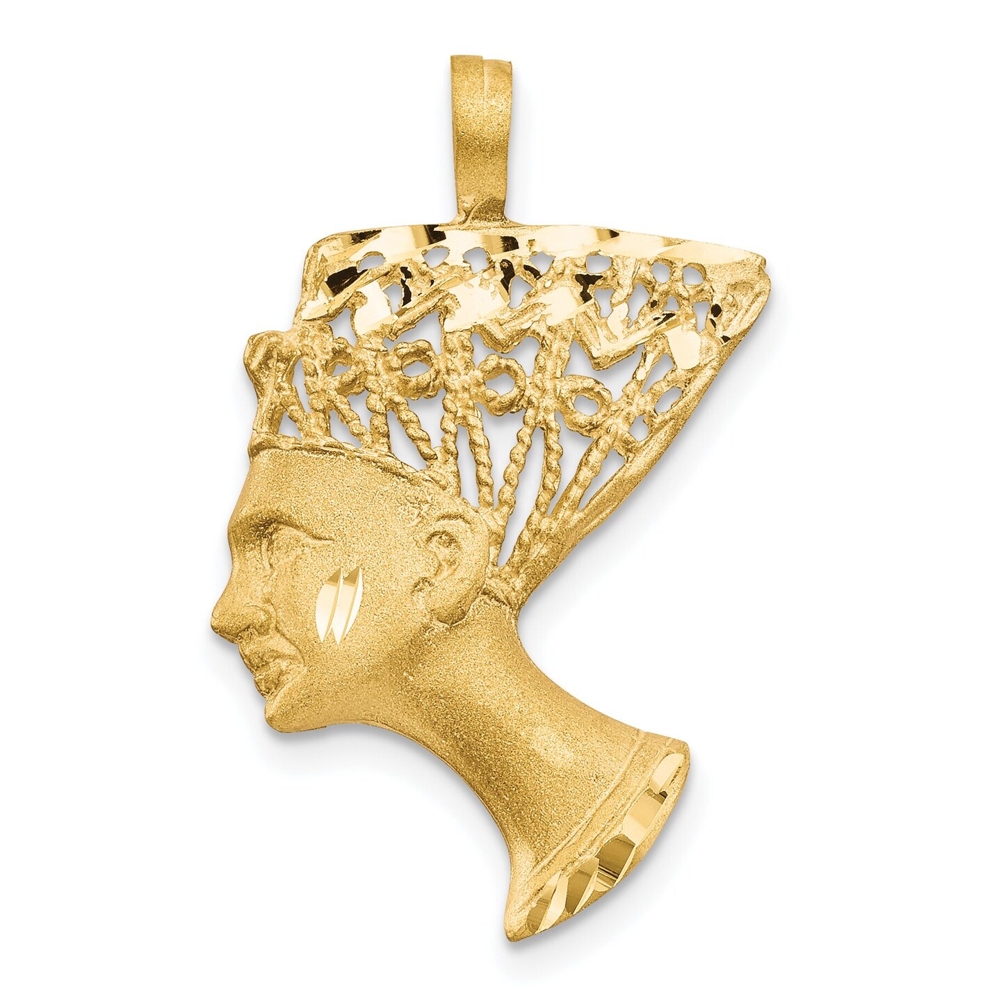 14K Gold Queen Nefertiti Charm Egyptian Jewelry 29mm x 19mm