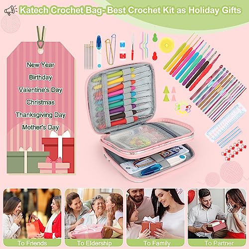 Katech Crochet Hooks Set with Crochet Case, 73-Piece Crochet Hooks Kit  Knitting Accessories Ergonomic Aluminum Alloy Crochet Hook Colorful Crochet  Needles for Making Socks