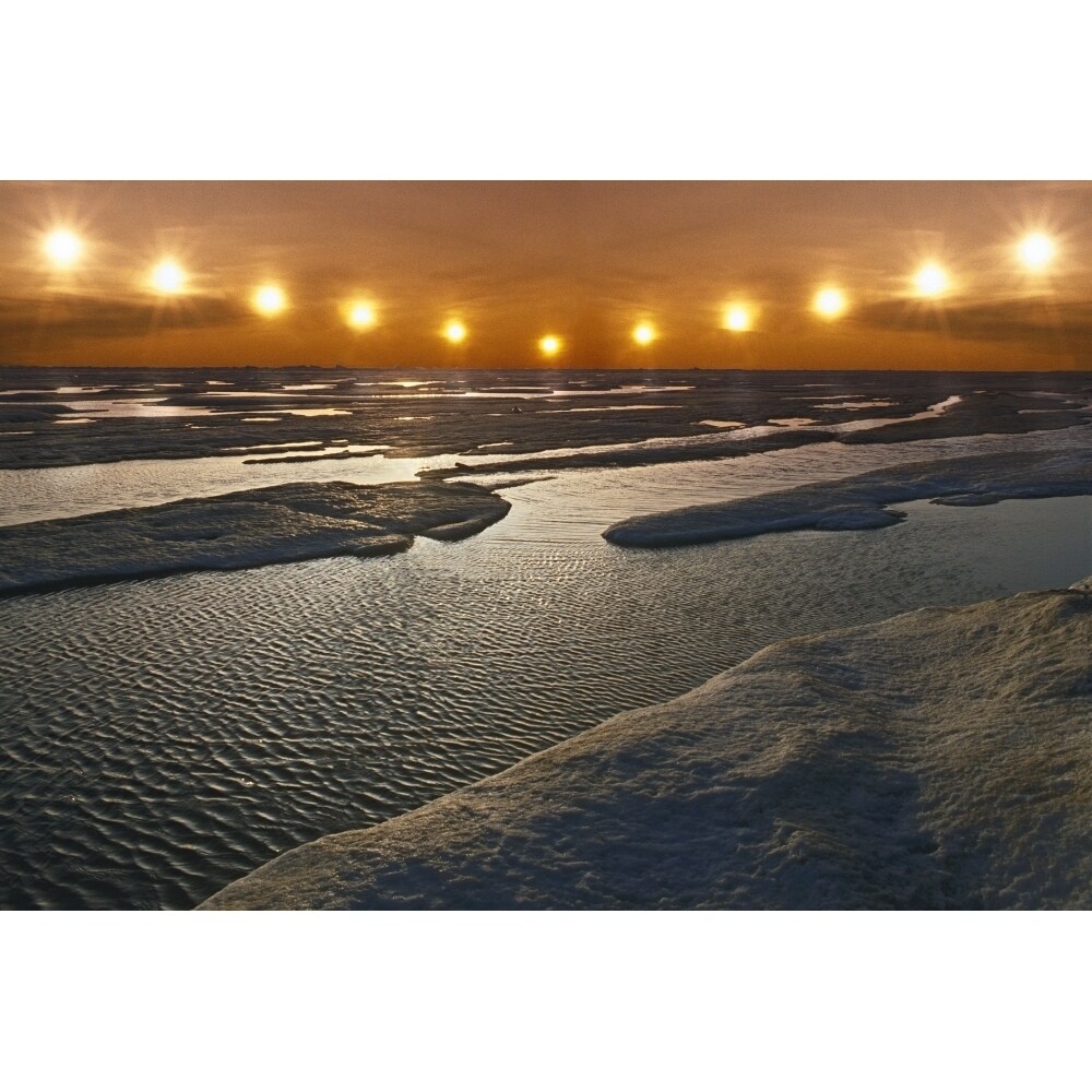 Posterazzi Midnight Sun Multiple Exposure Arctic Alaska /Nice Floating Summer Sunset Composite Poster Print