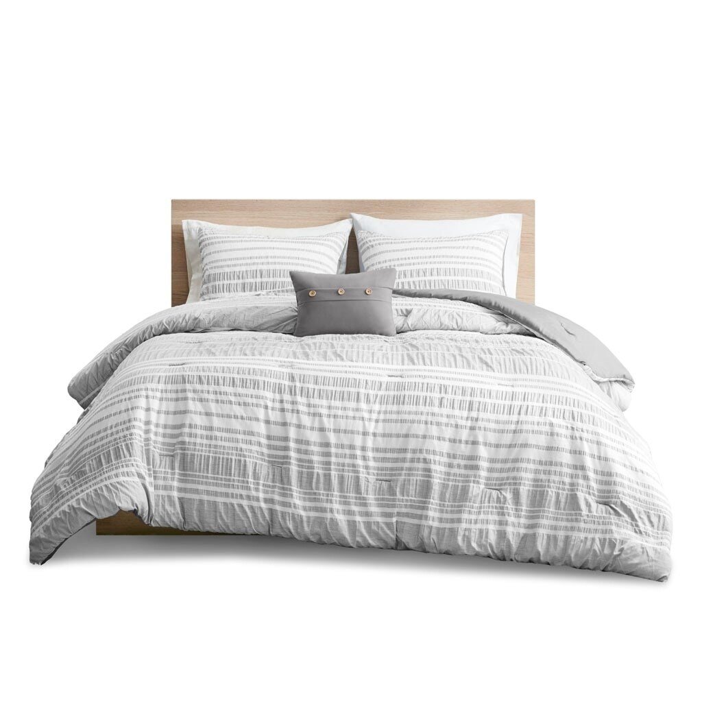 Gracie Mills Endellion Striped Comforter Set With Ruched Pattern - Grace-14020