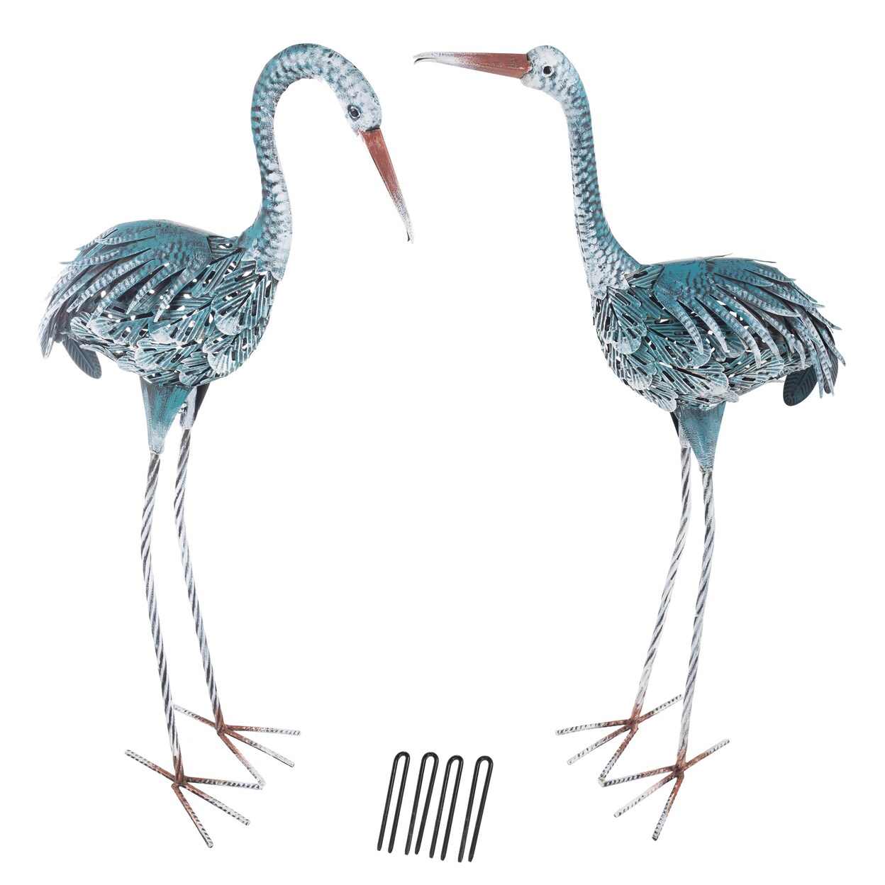 Crane Garden Statues Set Of 2 Lawn Ornaments Handcrafted Garden Decor