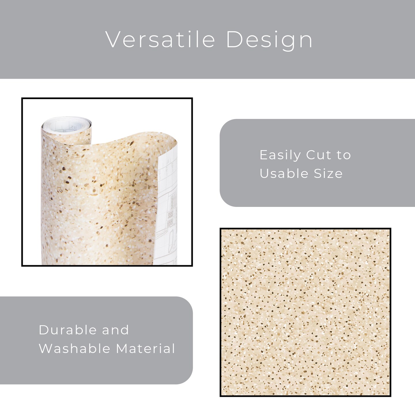 Smart Design Adhesive Shelf Liner - 18 inch x 20 feet - Beige Granite