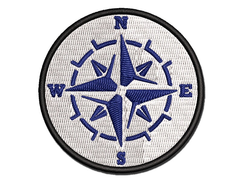 Vintage Nautical Compass Rose Multi-Color Embroidered Iron-On or Hook &#x26; Loop Patch Applique