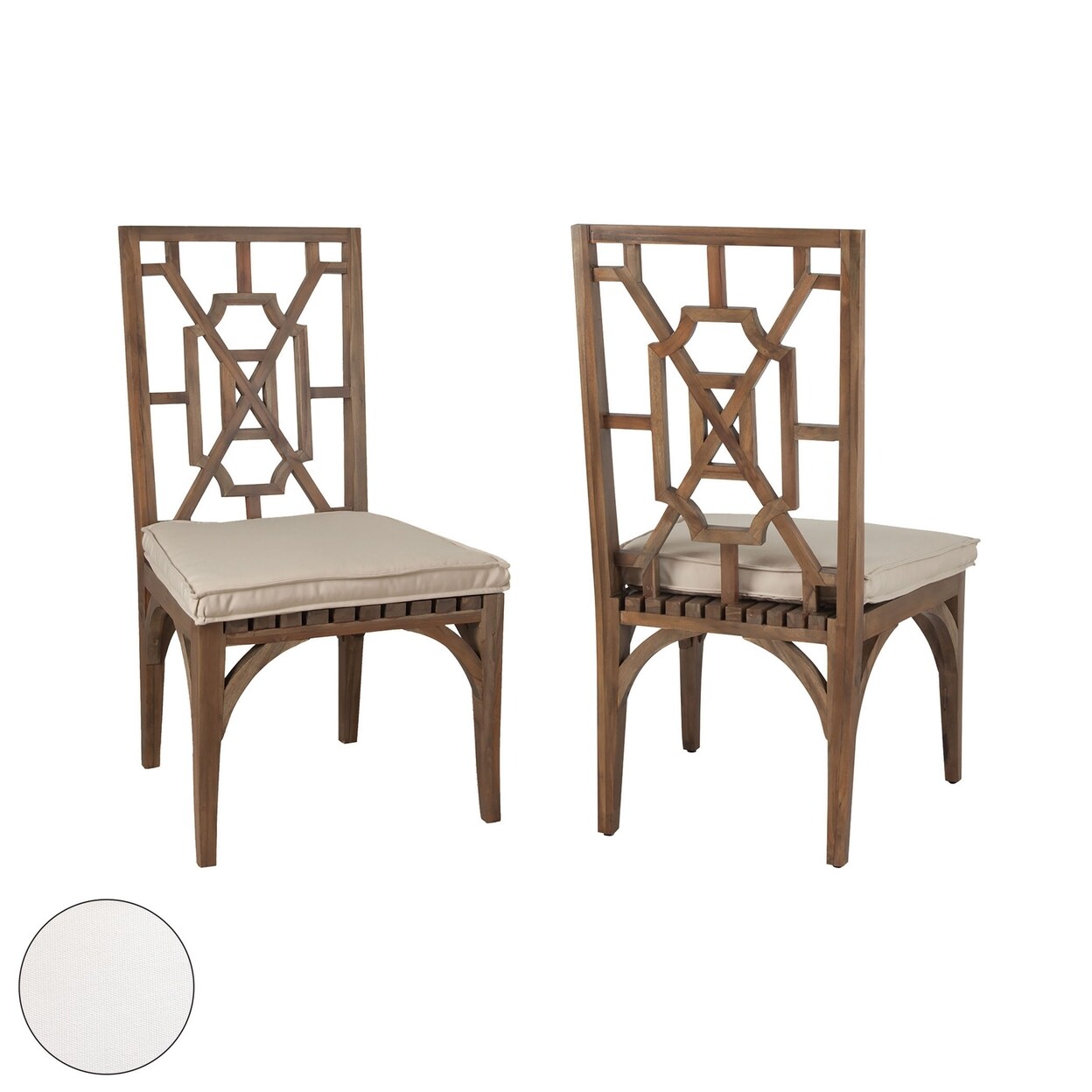 Teak Patio Dining Chair Cushion In White
