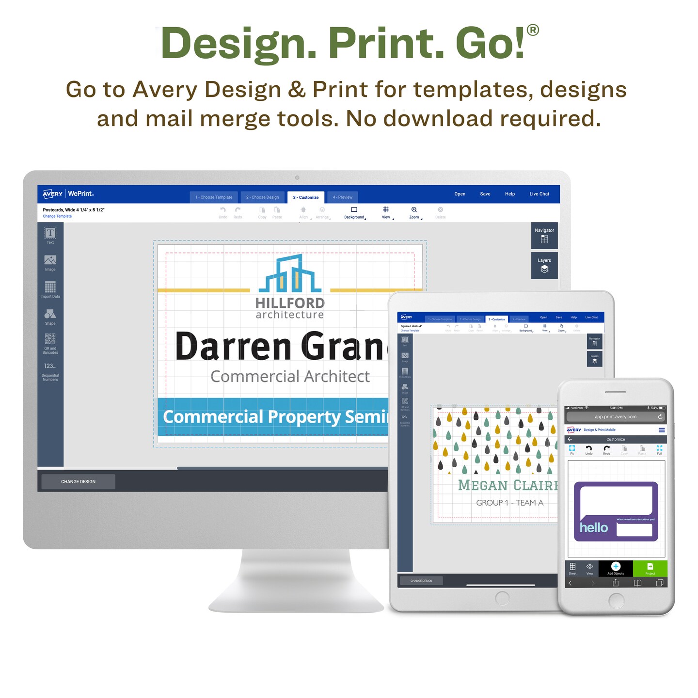 Avery EcoFriendly Recycled Name Tags, 2-1/3" x 3-3/8", White, Removable Adhesive, 80 Printable Name Badges (48395)