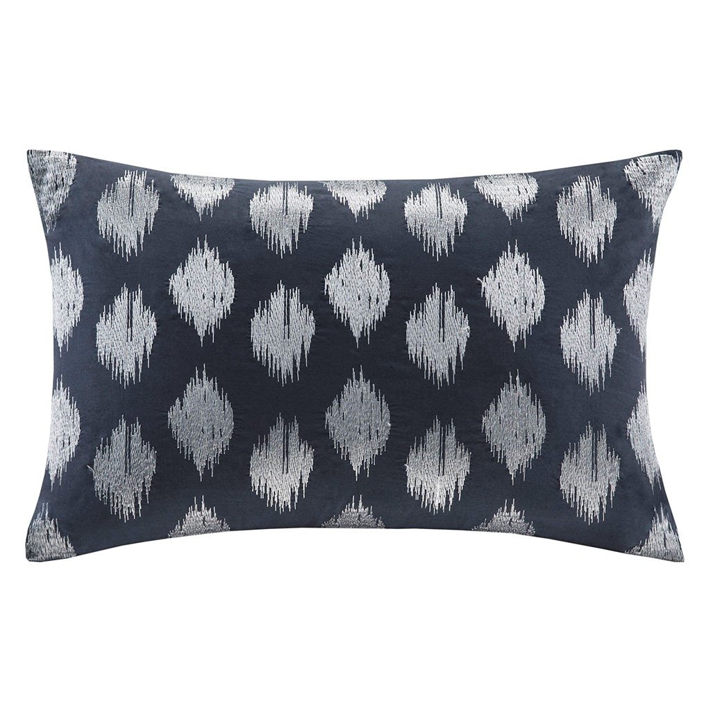 Gracie Mills Hobbs Ikat Dot Embroidered Metallic Oblong Pillow - Grace-5327
