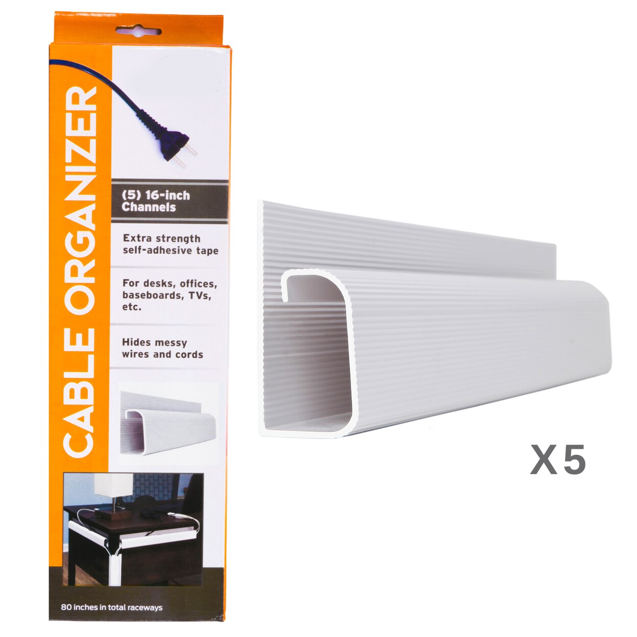 J Channel Cable Concealer White 16 Inch Cable Raceway 5 Pack Self Adhesive