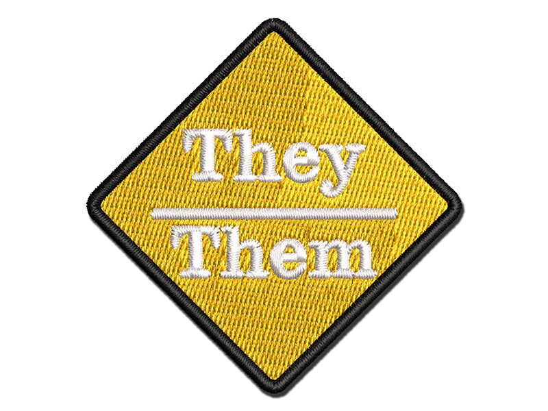 Pronouns They Them Multi-Color Embroidered Iron-On or Hook &#x26; Loop Patch Applique