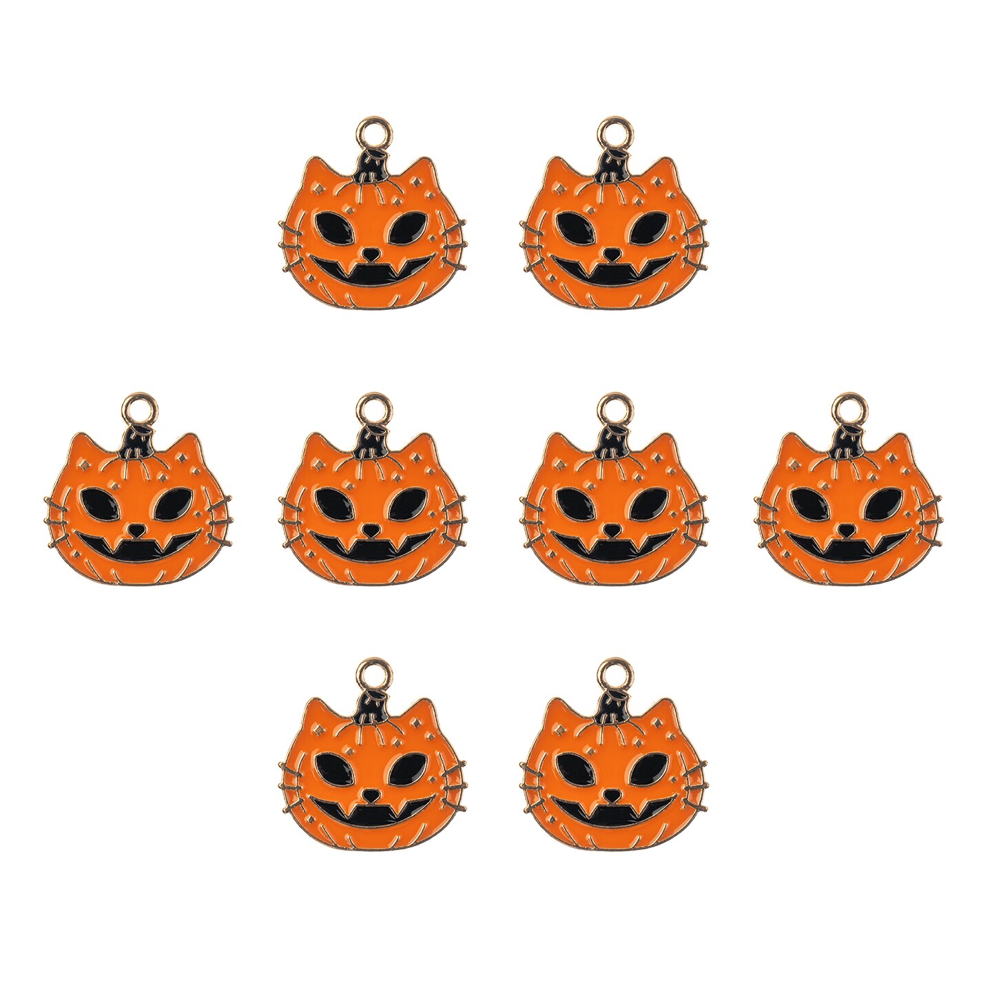 John Bead Sweet & Petite Cat Face Pumpkin Halloween Charms, 8pcs