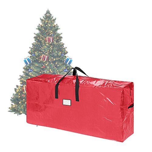 Christmas Tree Storage Bag, Fits up to 9 Foot Artificial Tree, Protects Holiday Decorations from Moisture &#x26; Damage by Elf Stor (Red)