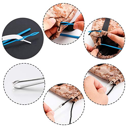 10 Pieces Bodkin Threader Drawstring Threader Set, Including 2 Flexible Plastic Drawstring Threader, 2 Stainless Steel Sewing Loop Turner Hook, 2 Metal Tweezers, 1 Bag, 3 Flat Plastic Threader