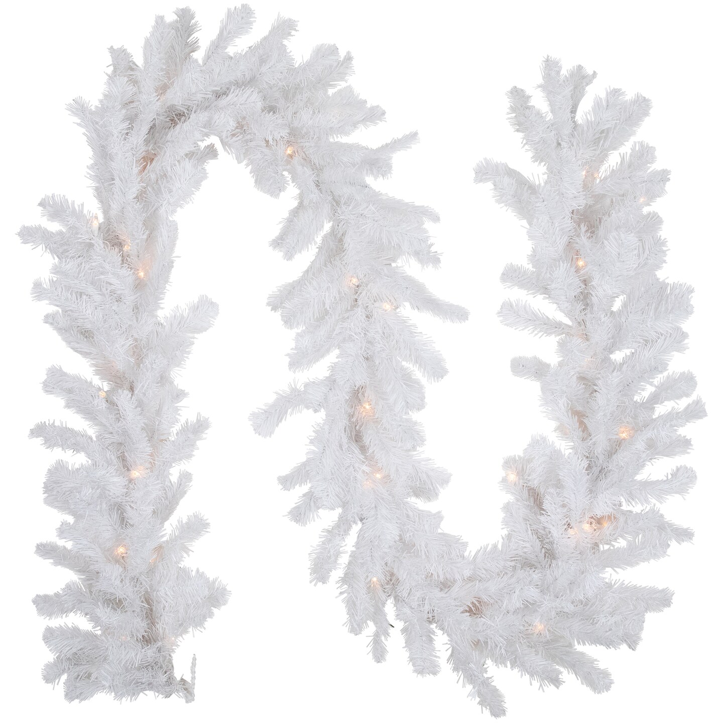 Northlight Pre-lit Snow White Artificial Christmas Garland - 9&#x27; x 12&#x22; - Clear Lights
