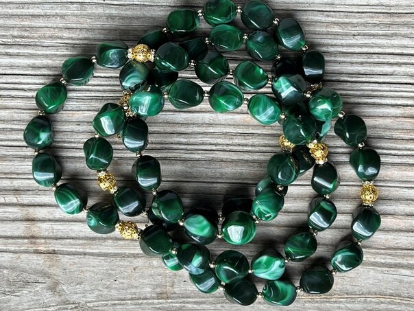Crystal Dark Green Five Layer Necklace with Earrings Set