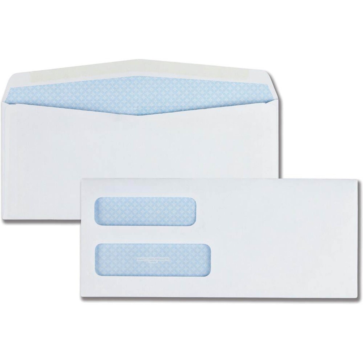 Quality Park No. 10 Double Window Security Envelopes - Security- 9 1by2"W x 4 1by8" L- 24 lb - Gummed - White