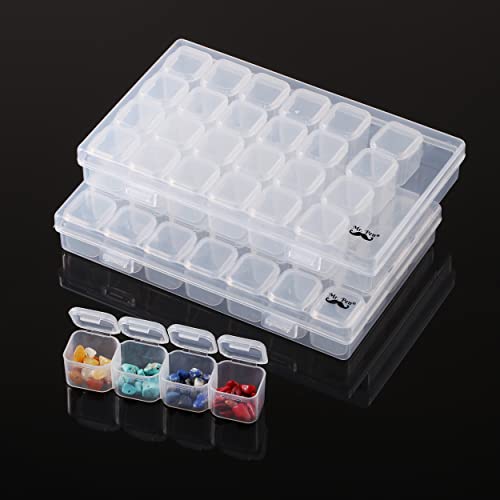 Mr. Pen-Bead Storage Containers, 28 Grids, 2 Pack, White, 160pcs Label Stickers, Bead Organizer, Craft Organizers and Storage, Bead Containers for