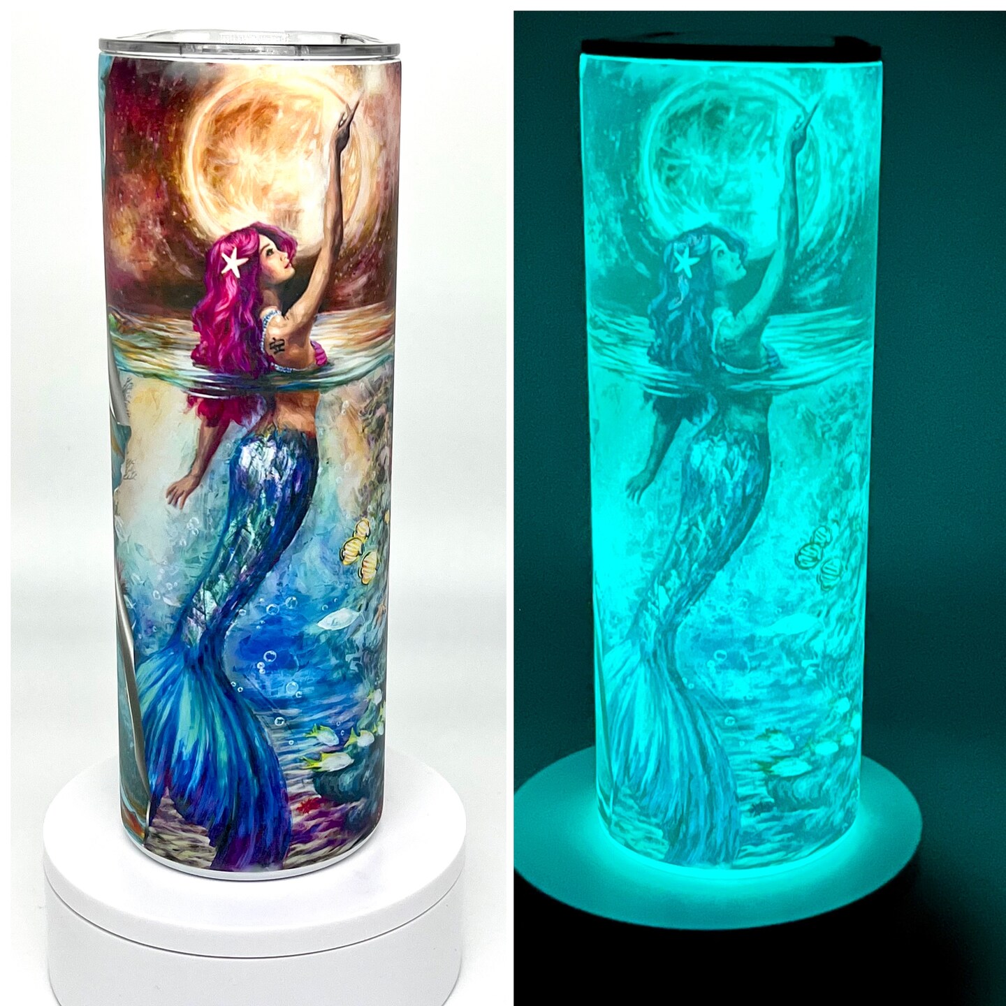 Glow in the Dark Mermaid Tumbler Cup, Glow in the Dark Gift