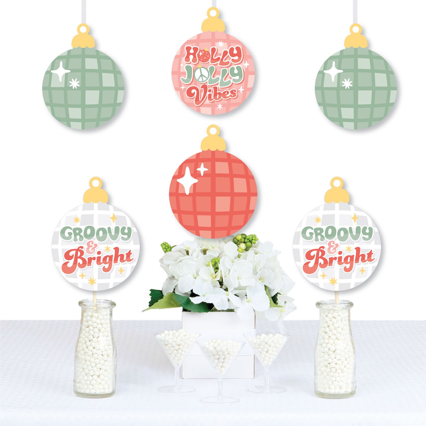 Big Dot of Happiness Groovy Christmas Disco Ball Ornaments