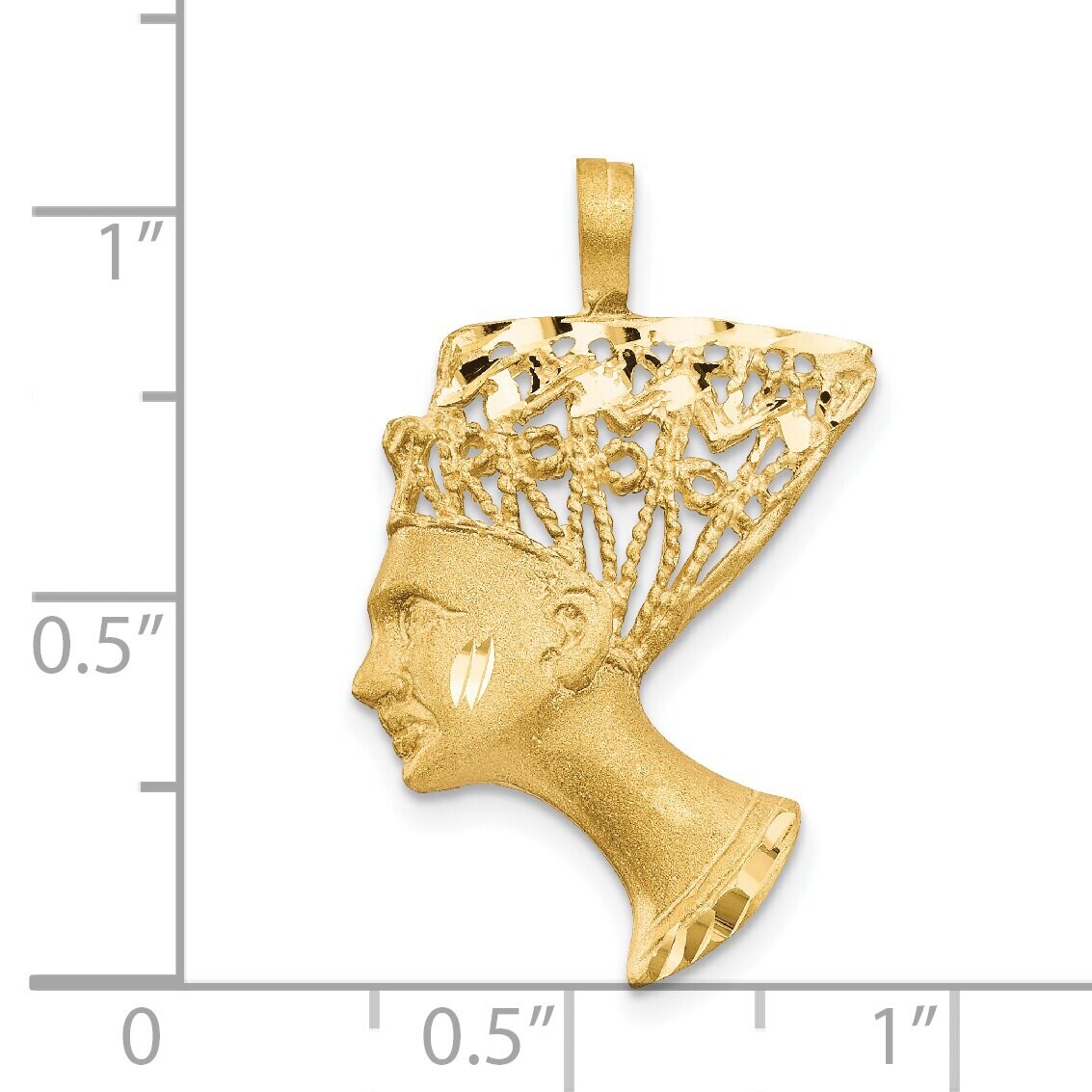 14K Gold Queen Nefertiti Charm Egyptian Jewelry 29mm x 19mm