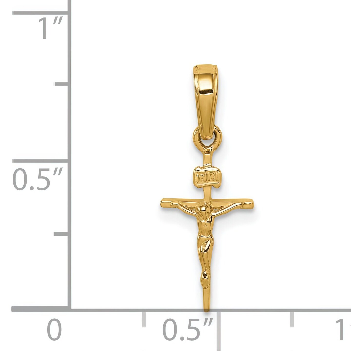 14K Yellow Gold INRI Crucifix Pendant Charm Jewelry 23mm x 9mm