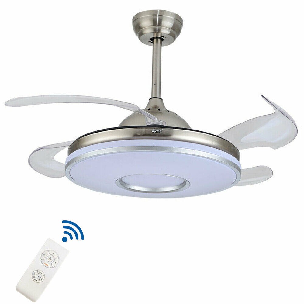 Kitcheniva Retractable Ceiling Fan Lamp Dimmable Light LED Chandelier With Remote 42&#x22;