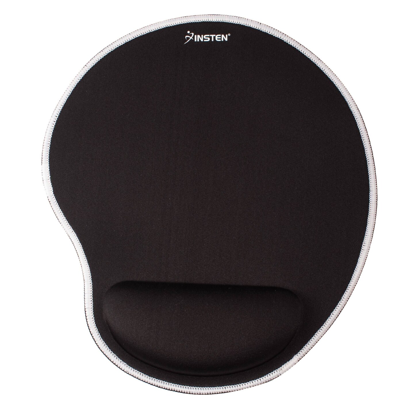 Insten Mouse Pad with Wrist Support Rest, Stitched Edge Mat, Ergonomic Support, Pain Relief Memory Foam, Arc, Black with White Edge