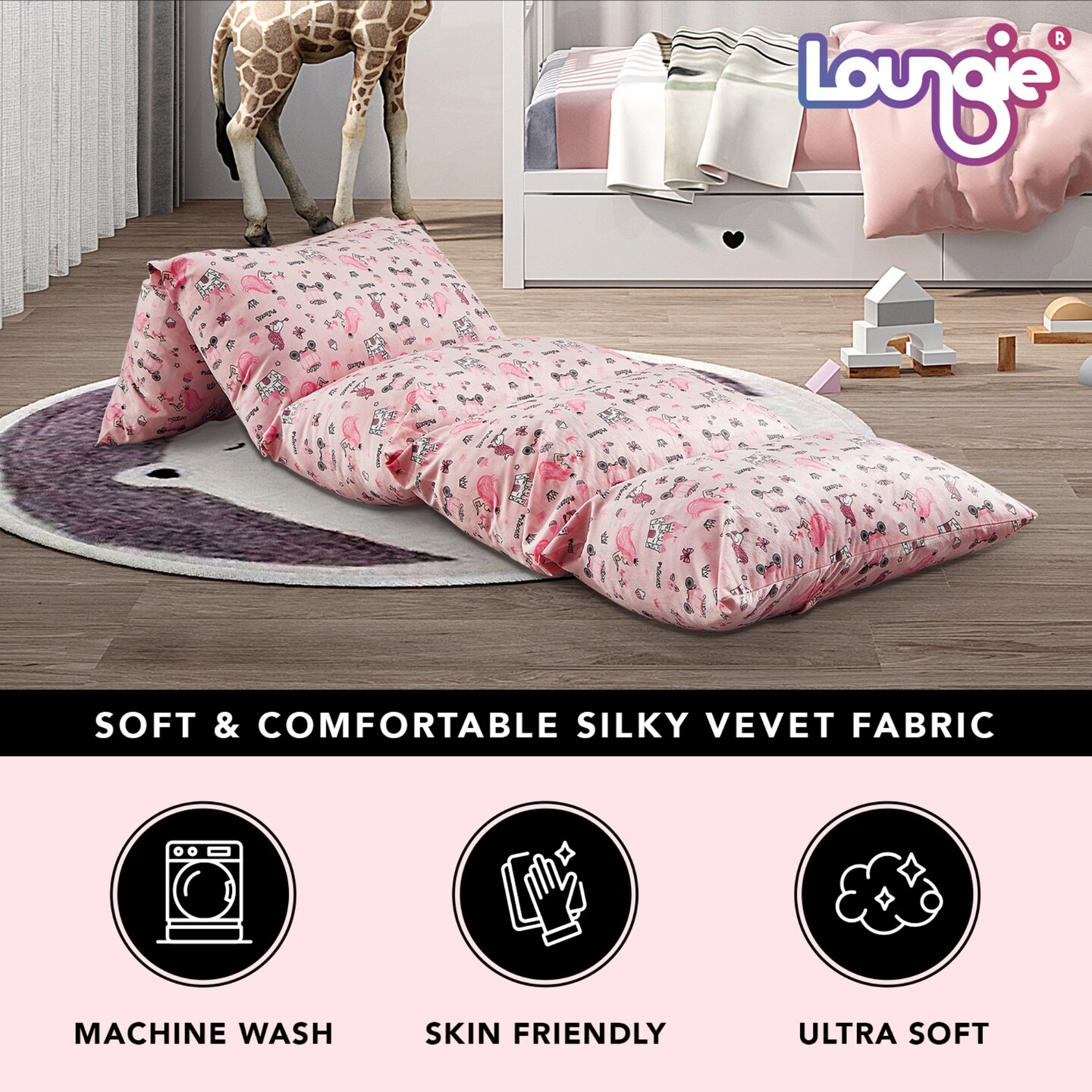 Floor Pillow Bed Cover 88&#x22;x26&#x22;