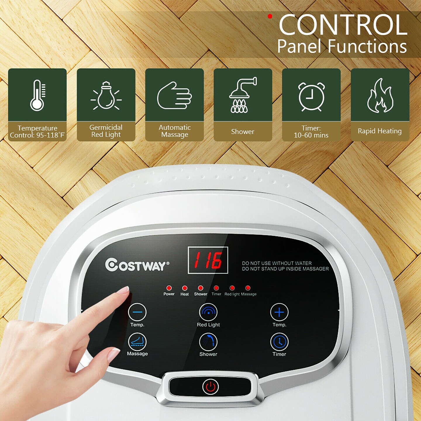 Costway Portable Foot Spa Bath Motorized Massager Electric Feet Salon Tub with Shower Blue&White/Blue/Coffee/Grey/Black