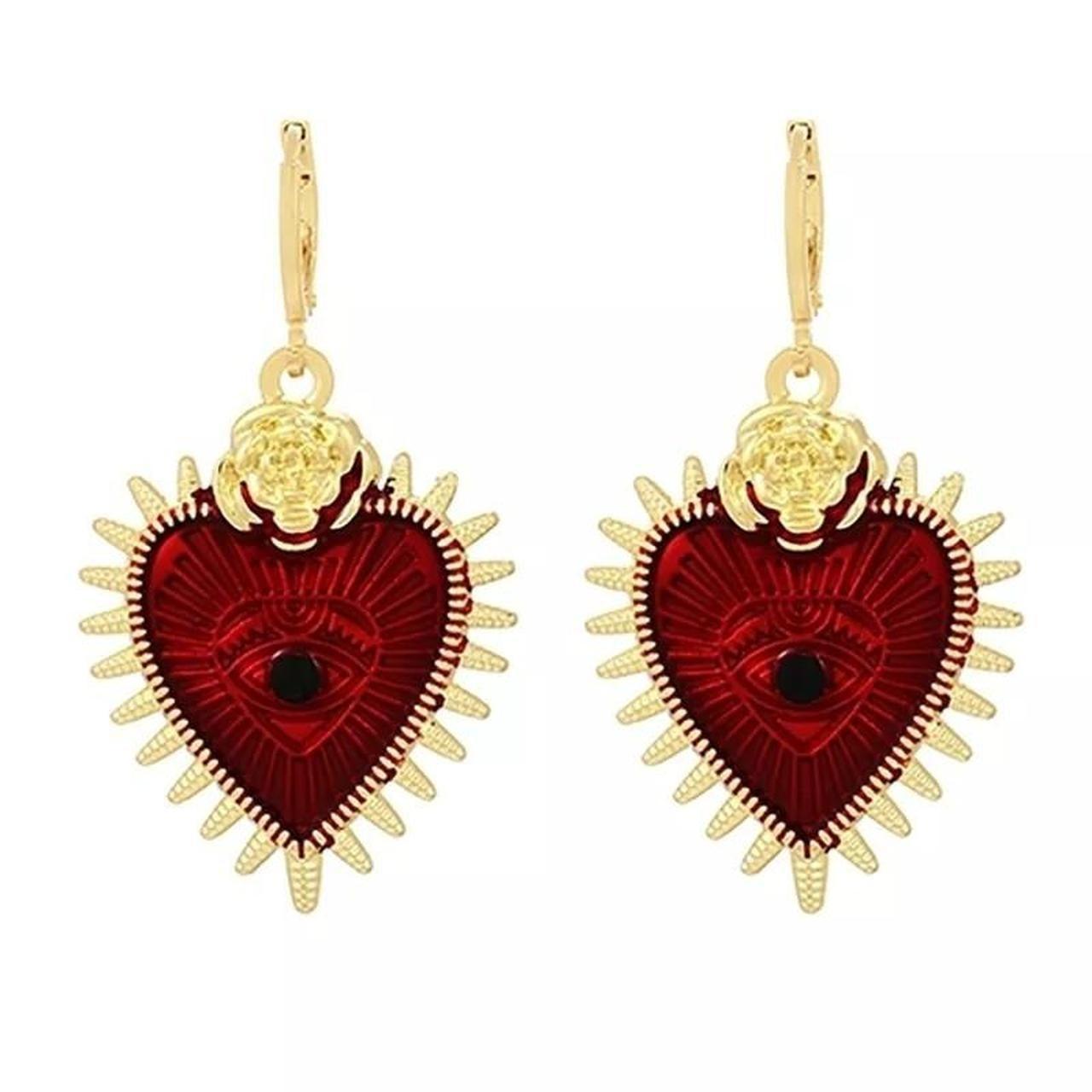Red Gold Sacred Heart Earrings | MakerPlace by Michaels