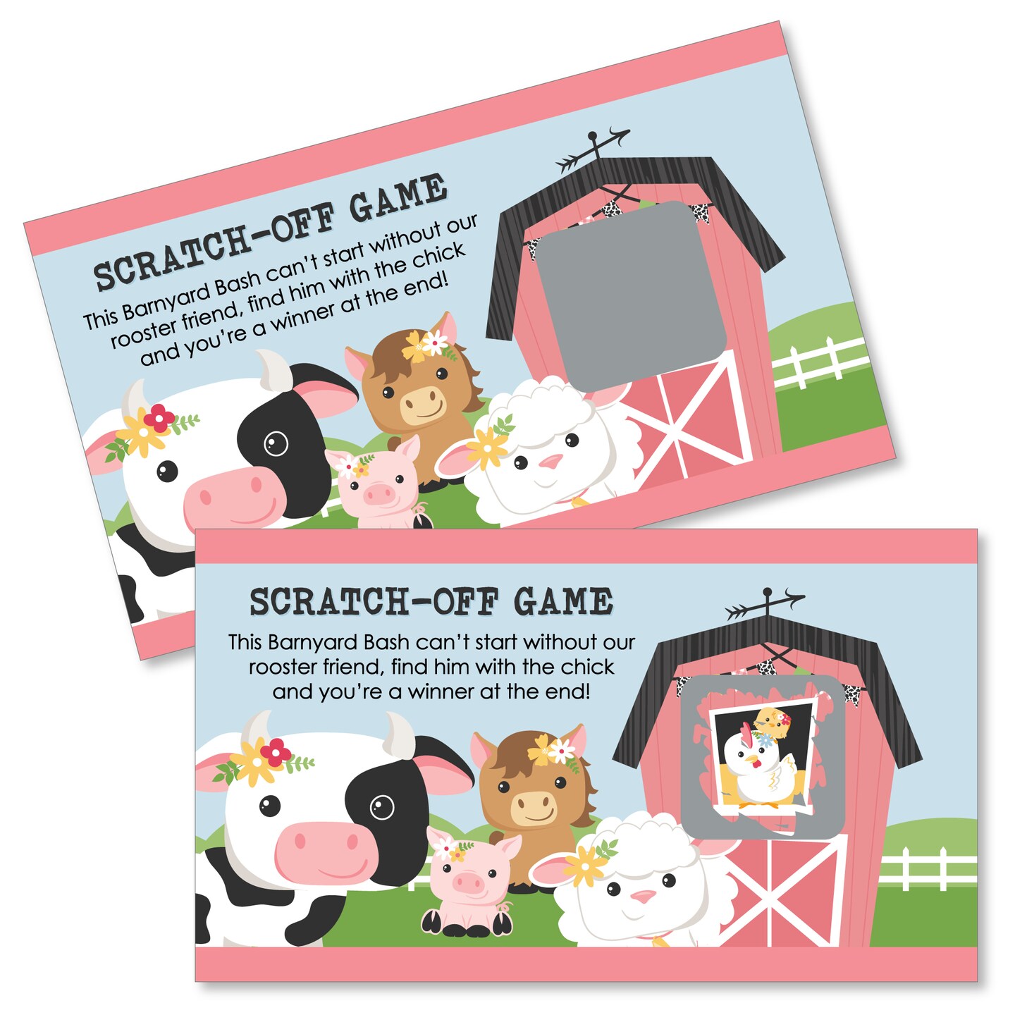 Big Dot of Happiness Girl Farm Animals - Pink Barnyard Baby Shower or  Birthday Party Game Scratch Off Cards - 22 Count | Michaels