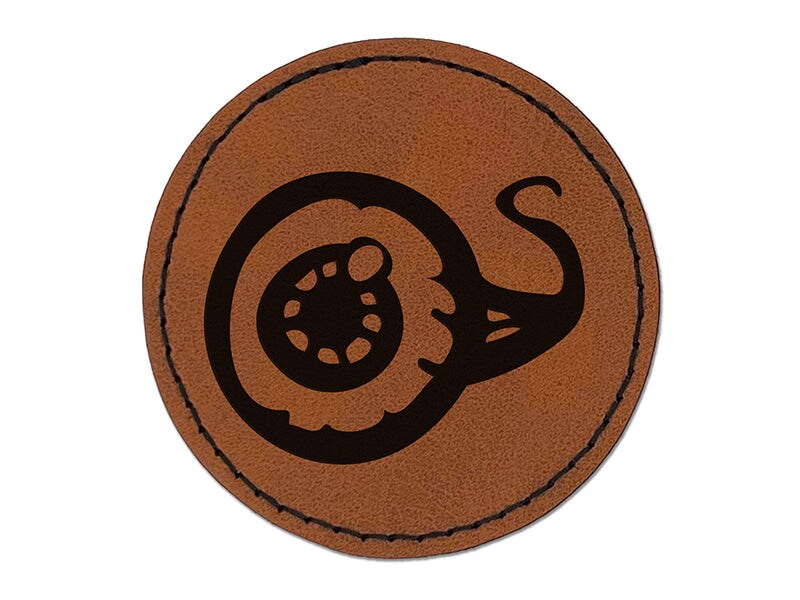Creepy Eyeball Spooky Round Iron-On Engraved Faux Leather Patch Applique - 2.5&#x22;