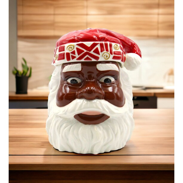 African American Santa Cookie Jar Kitchen Storage Holiday Decoration Home décor