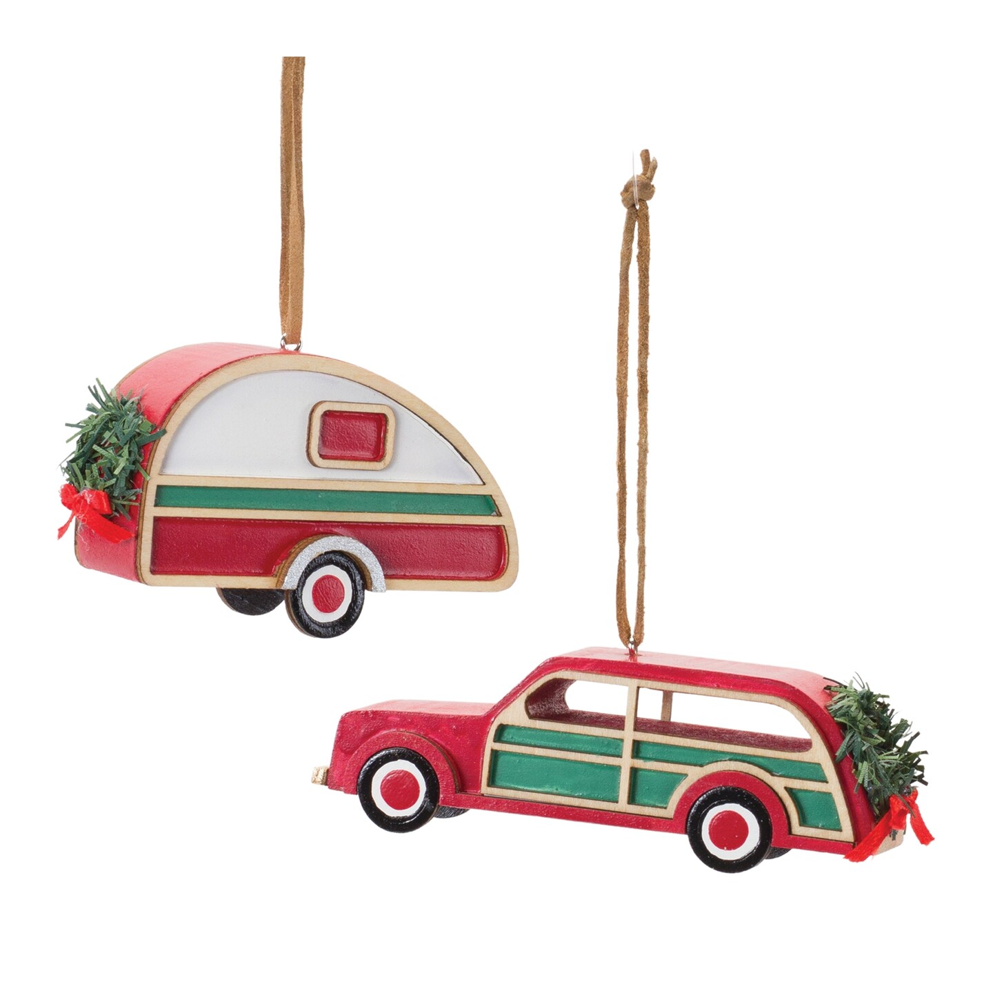 Melrose Camper and Car Christmas Ornaments - 4.5&#x22; - Set of 12