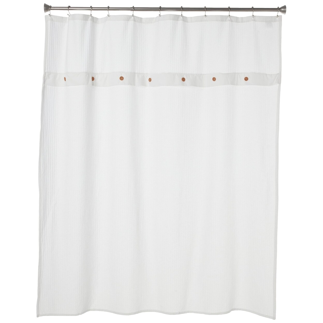 Madison Park   Finley 100% Cotton Waffle Weave Textured Shower Curtain White 72x72