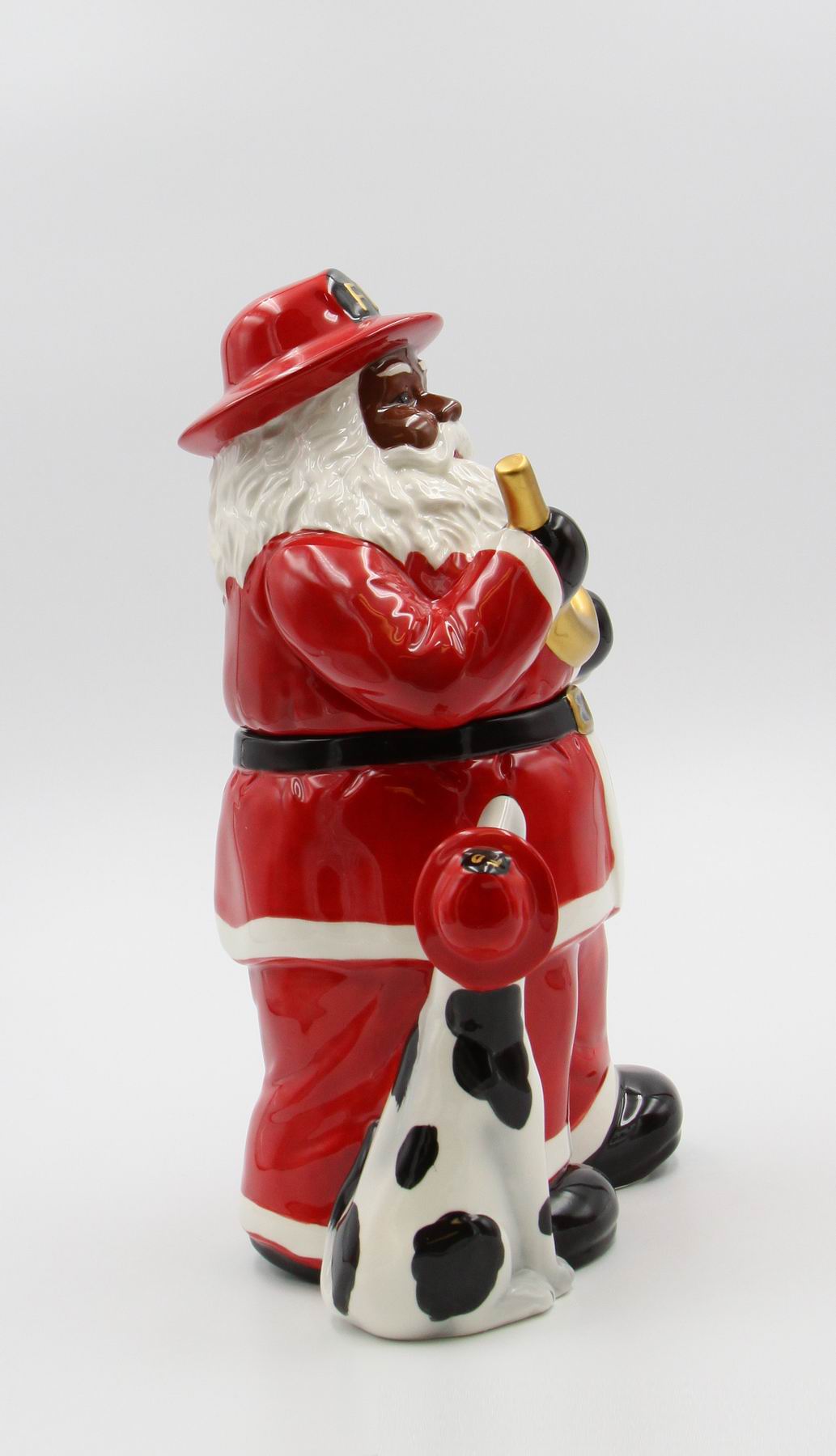 African American Firefighter Christmas Santa with Dalmation Dog Cookie Jar, Home D&#xE9;cor, Gift for Her, Him, Dad, Mom, Kitchen D&#xE9;cor