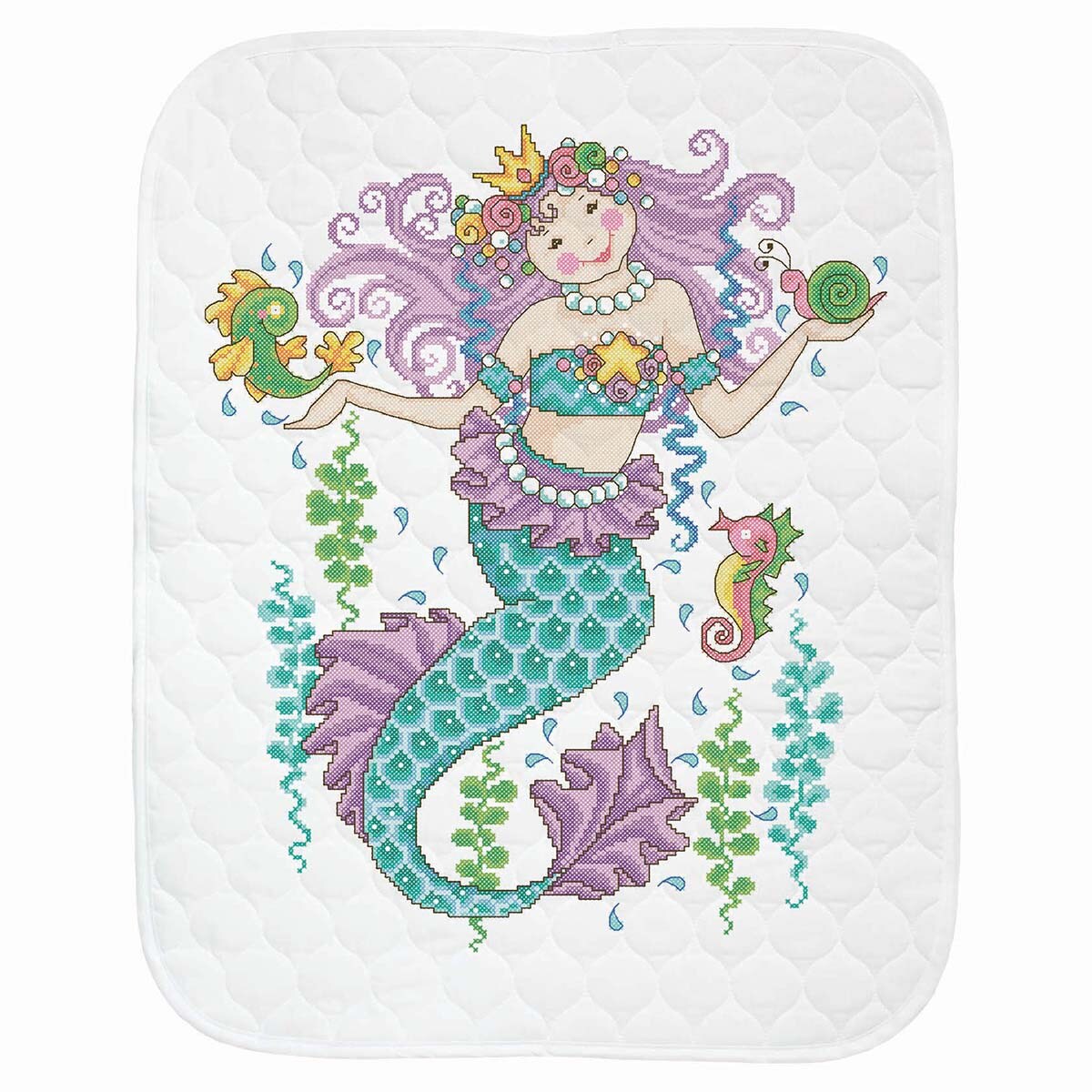 Baby by Herrschners Mermaid Princess Baby Quilt Stamped Cross Stitch