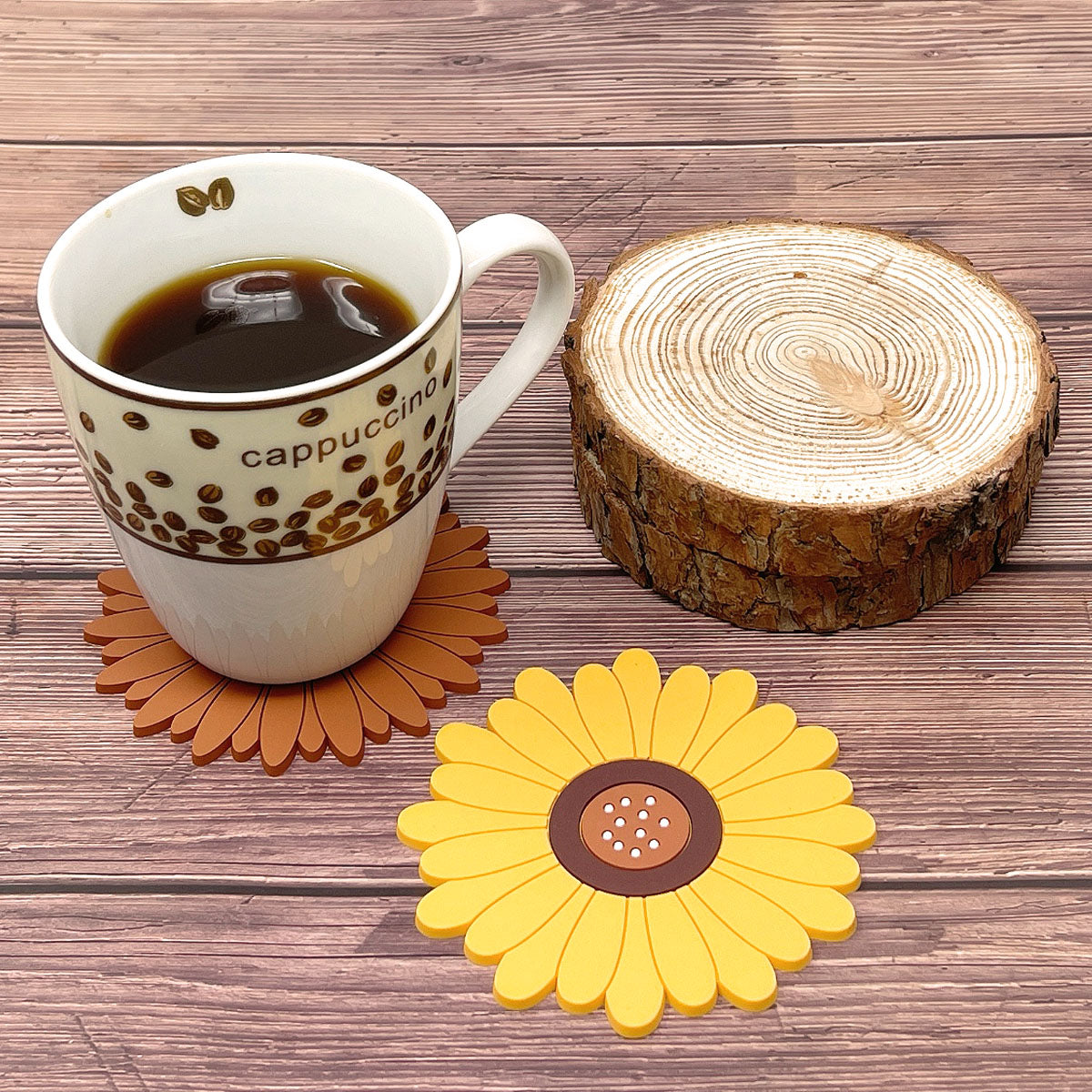 Wrapables Sunflower Coasters, Trivet Mats, Pot Holders for Cups, Drinks, Pots and Pans (Set of 2)