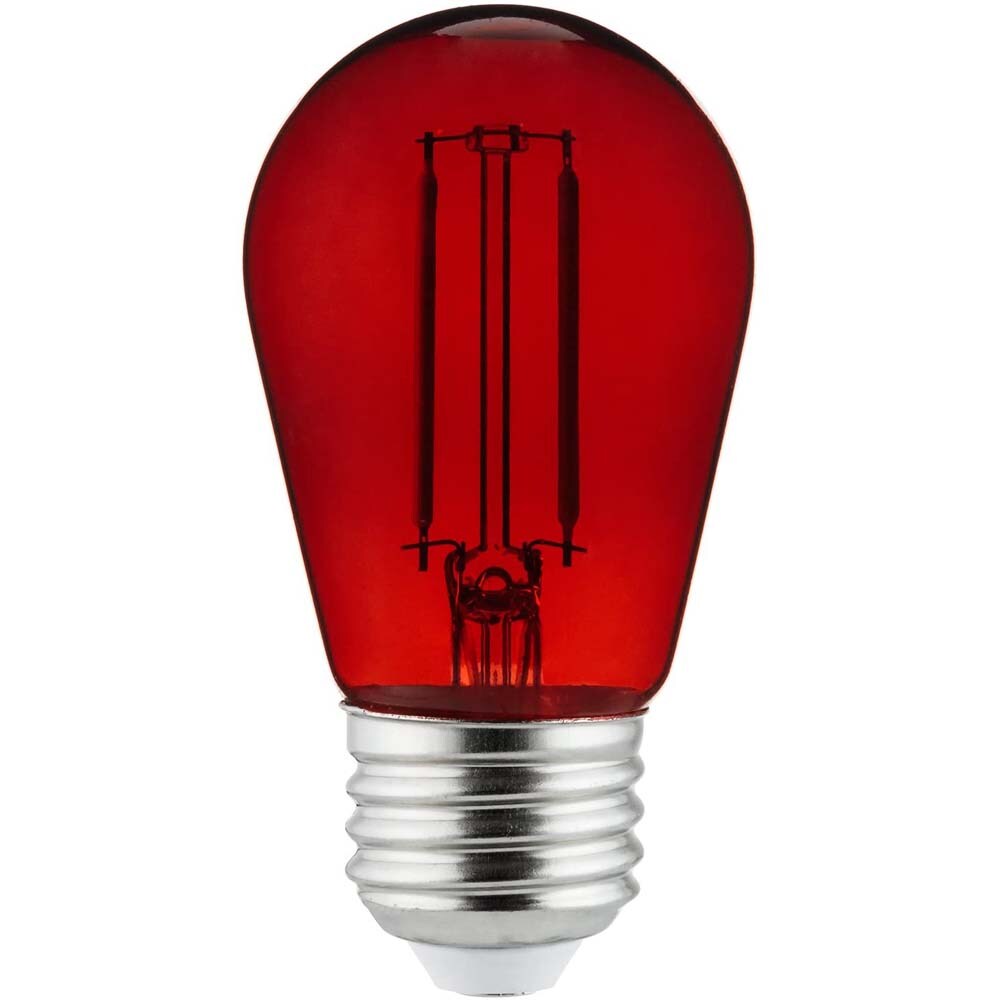 6Pk - 2 watts Red LED Filament S14 Sign Clear Dimmable Light Bulb