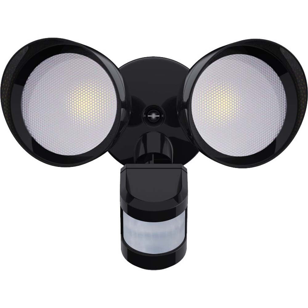 Sunlite 20w LED Dual-Head Round Wall Mount Flood Light with Motion Sensor