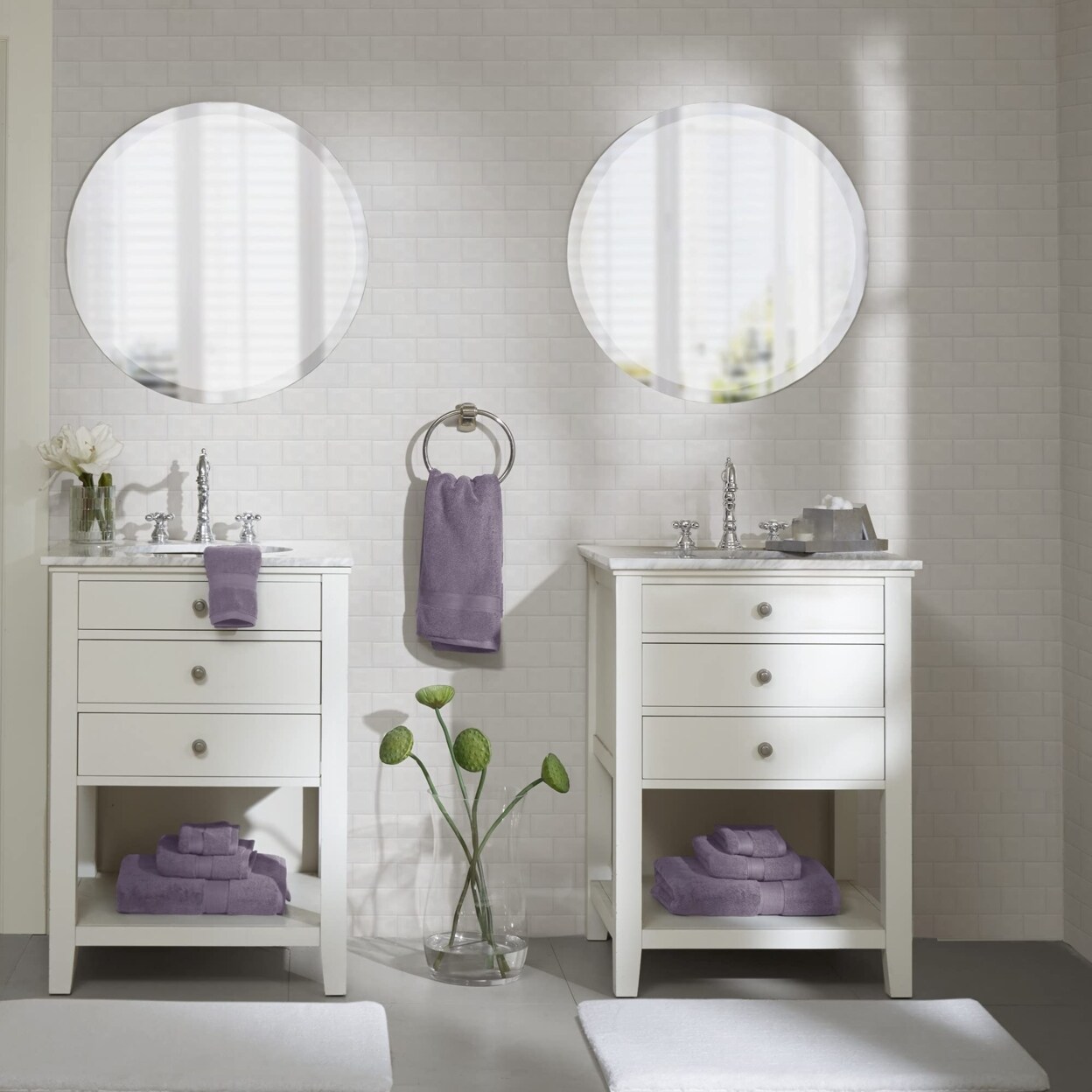 MADISON PARK SIGNATURE   Cotton 8 Piece Towel Set with Light Purple MPS73-469