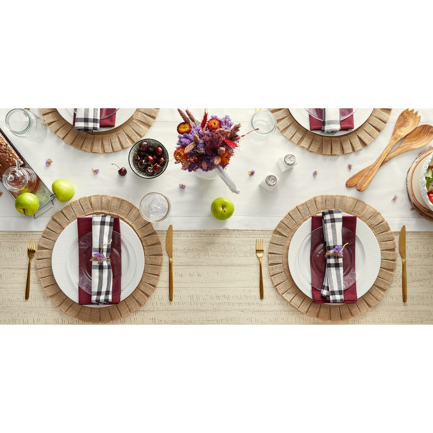 DII Natural Jute Round Ruffle Trim  Placemat Set/6