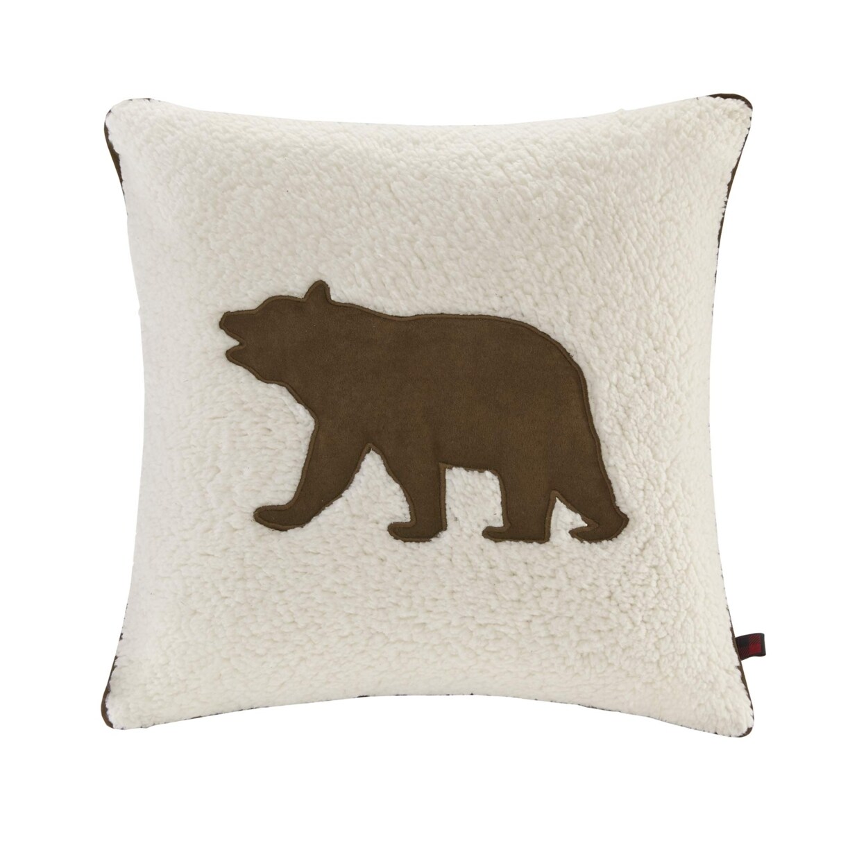 Woolrich Bear Square Berber Pillow White 18x18&#x22;