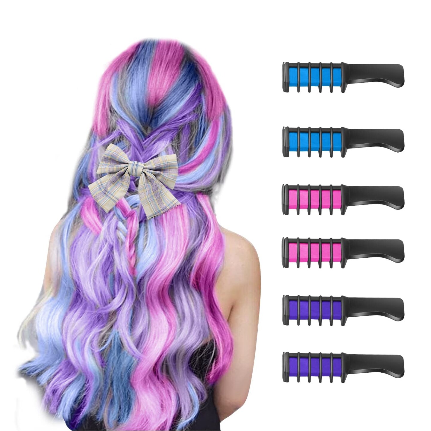 New Hair Chalk Comb Temporary Hair Color Dye for Girls Kids, Washable Hair  Chalk for Girls Age 4 5 6 7 8 9 10 Birthday Cosplay DIY, Halloween, New  Year 6 Colors