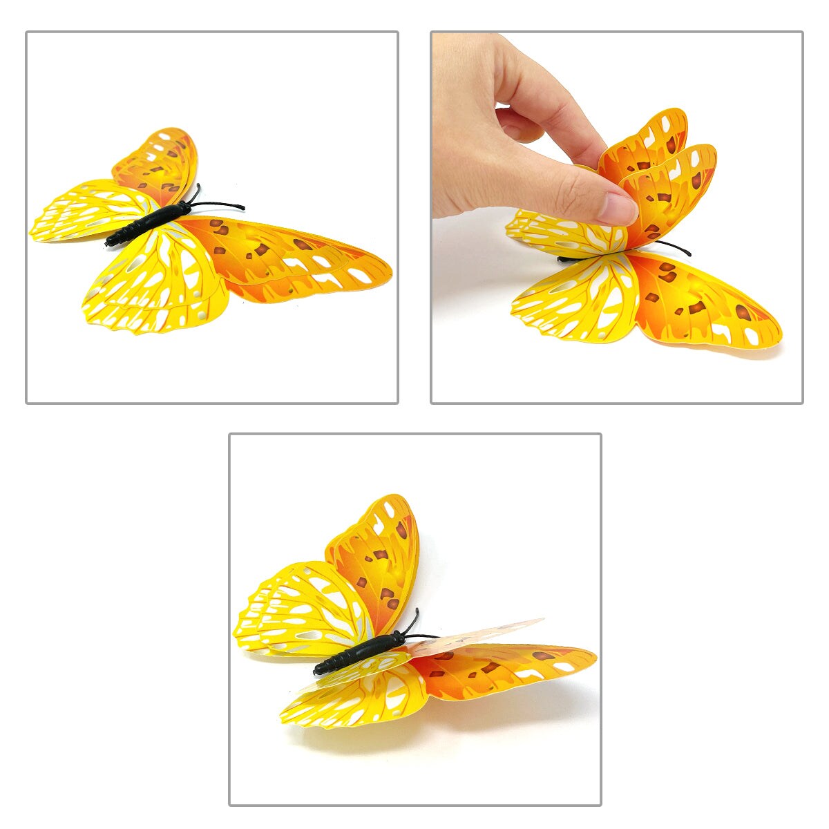 Wrapables 3D Double Wings Butterfly Decorative Wall Decor Stickers, Decals for Bedroom (24 pcs)