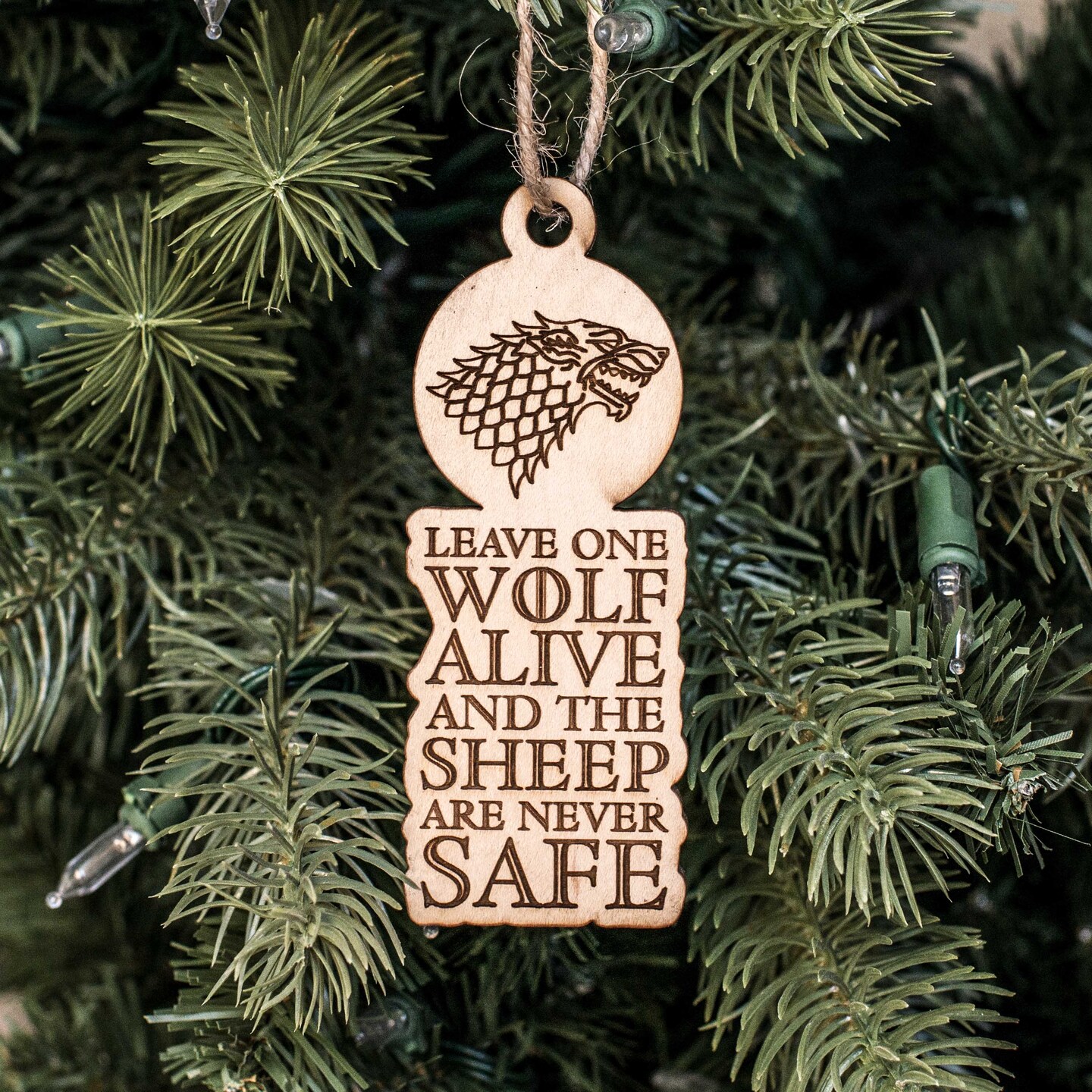 Ornament - Leave One Wolf Alive - Raw Wood 2x4in Ornament - Leave One Wolf Alive - Raw Wood 2x4in