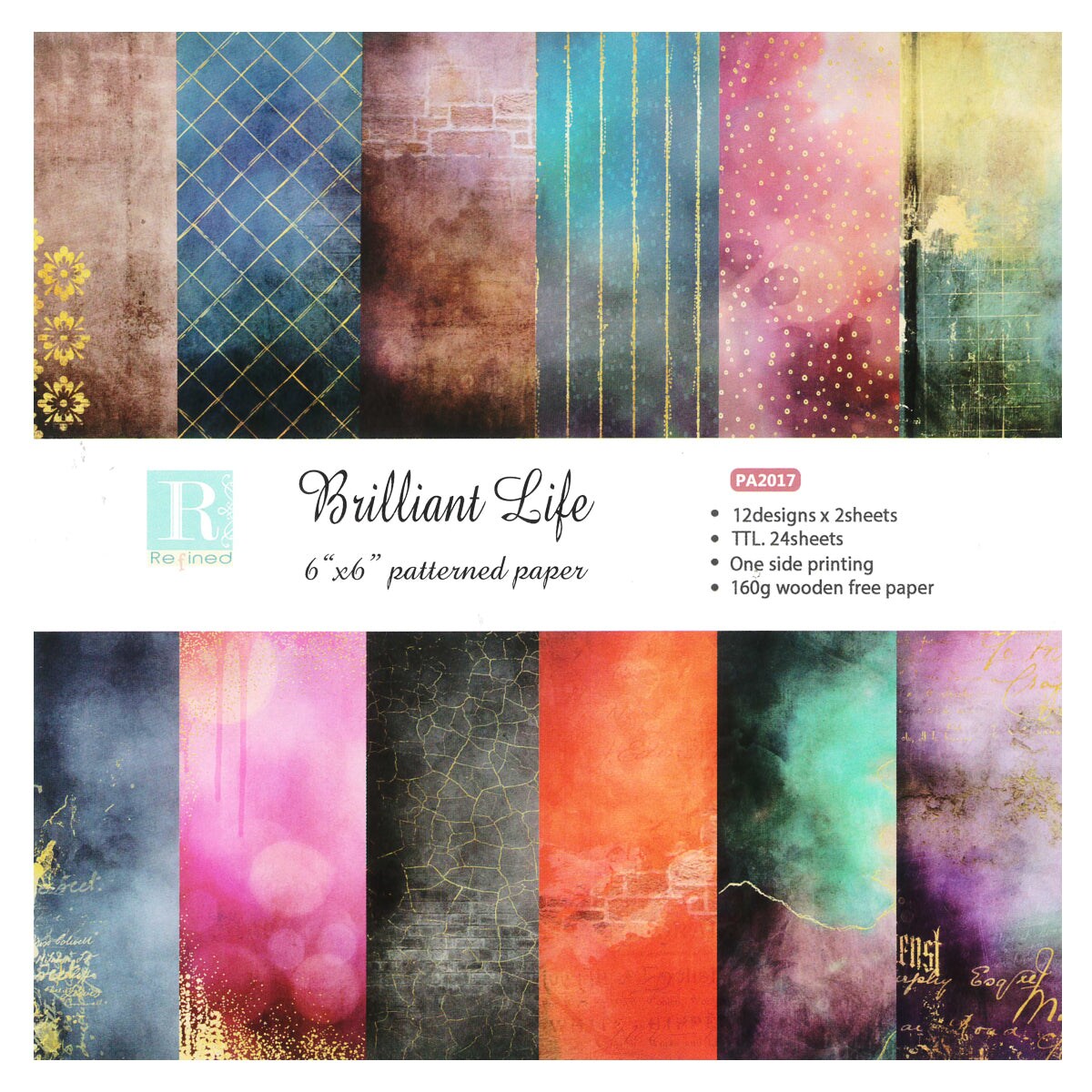 Wrapables 6x6 Decorative Single-Sided Scrapbook Paper for Arts &#x26; Crafts Projects, Scrapbooking, Card-Making