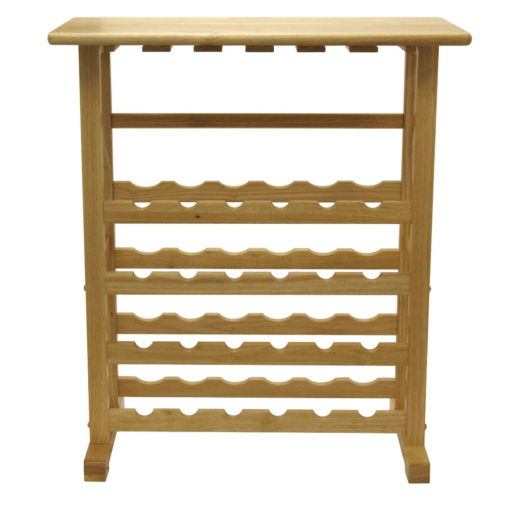 Contemporary Home Living 35.5&#x22; Natural Unique Rectangular Shaped Top 24-Bottle Wine Rack